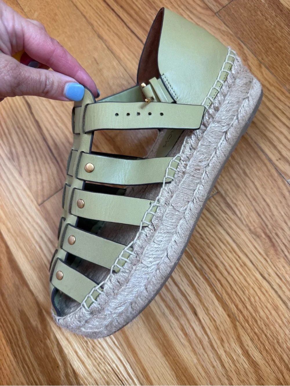 Tory Burch Olive Green Braided Espadrille Wedge Sandals
